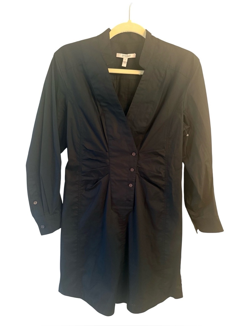 NWOT Derek Lam 10 Crosby Beverly Cinched Shirtdress Black Size 8 - Picture 2 of 8